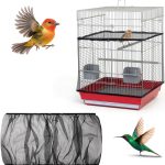 BOHUIZ Bird Cage Cover Adjustable Breathable Mesh Seed-0
