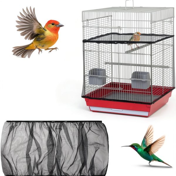 BOHUIZ Bird Cage Cover Adjustable Breathable Mesh Seed-0