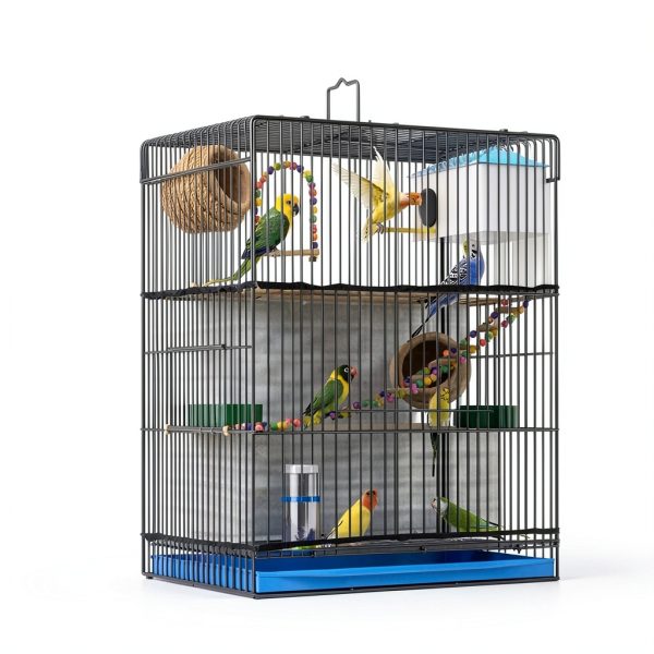 Bird Cage Seed Catcher Black Nylon Dustproof Josojoou-3