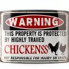 PTWXSW Chicken Warning Sign Wall Mount Rustic Metal Yard-0