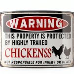 PTWXSW Chicken Warning Sign Wall Mount Rustic Metal Yard-0