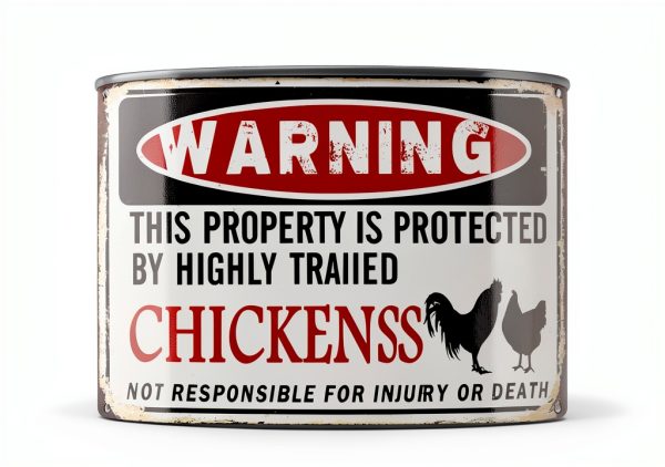 PTWXSW Chicken Warning Sign Wall Mount Rustic Metal Yard-0