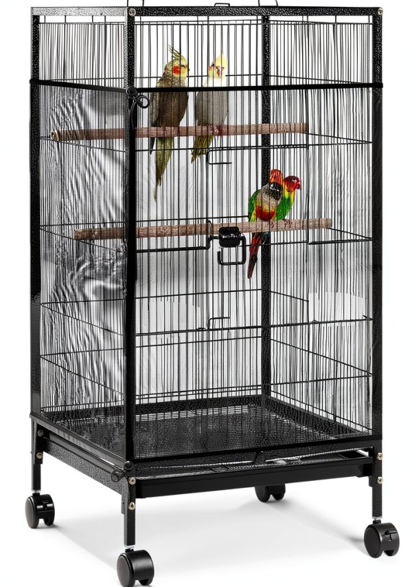 Bird Cage Seed Catcher Black Nylon Dustproof Josojoou-0