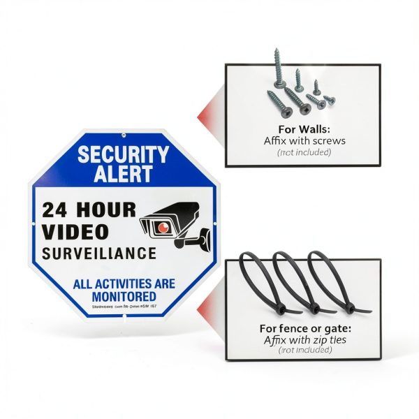 Sheenwang Security Camera Sign Metal Reflective Outdoor-3