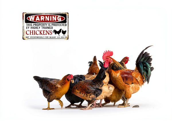 PTWXSW Chicken Warning Sign Wall Mount Rustic Metal Yard-3