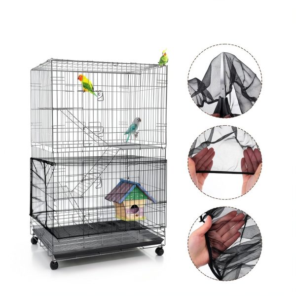 BOHUIZ Bird Cage Cover Adjustable Breathable Mesh Seed-2