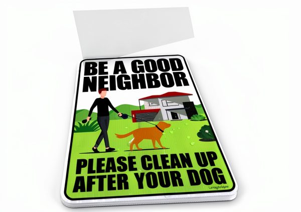 Larreede Dog Waste Sign Durable Plastic Yard Warning-3