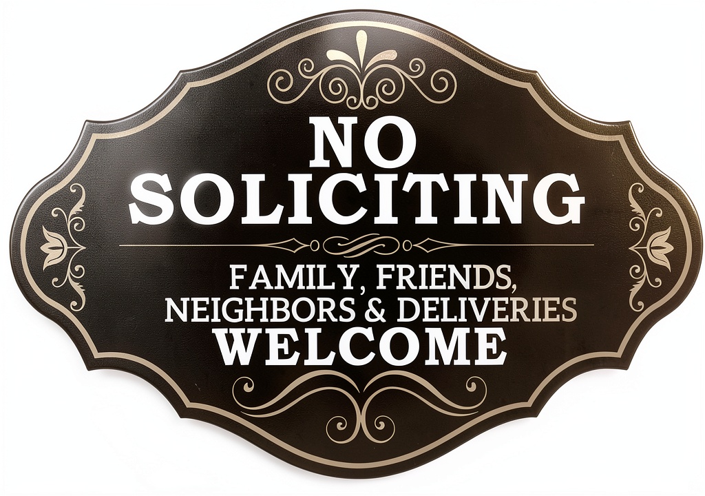 Maoerzai Art No Soliciting Sign mounted on a front door