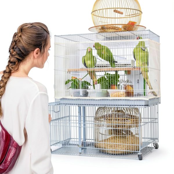Sibba Bird Cage Seed Catcher Nylon Mesh Cover Indoor-5