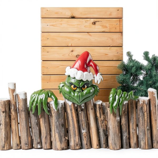 AMZFAVOR Christmas Fence Decorations Green Plastic Wall-6