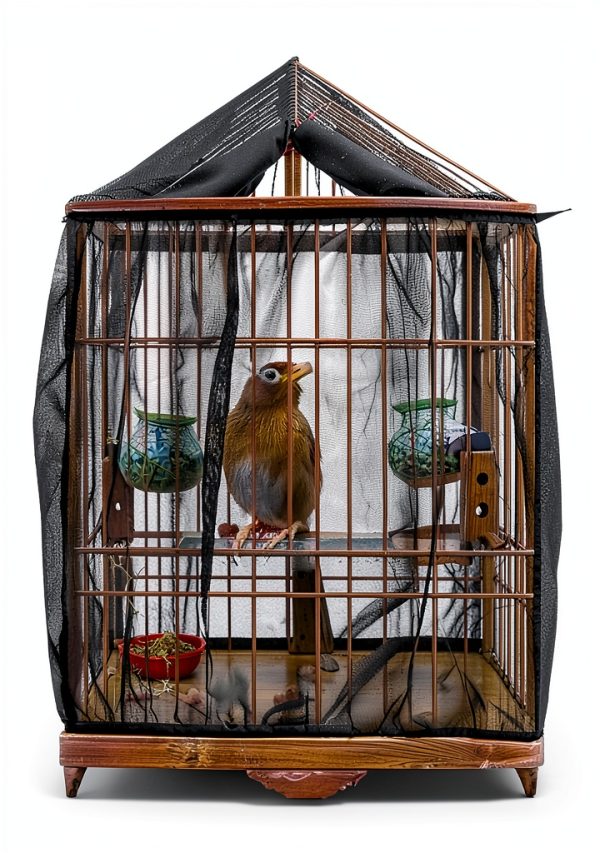BOHUIZ Bird Cage Cover Adjustable Breathable Mesh Seed-4