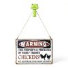 PTWXSW Chicken Warning Sign Wall Mount Rustic Metal Yard-4