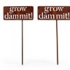 Island Genius Grow Dammit Garden Sign Rusted Steel Vintage-1