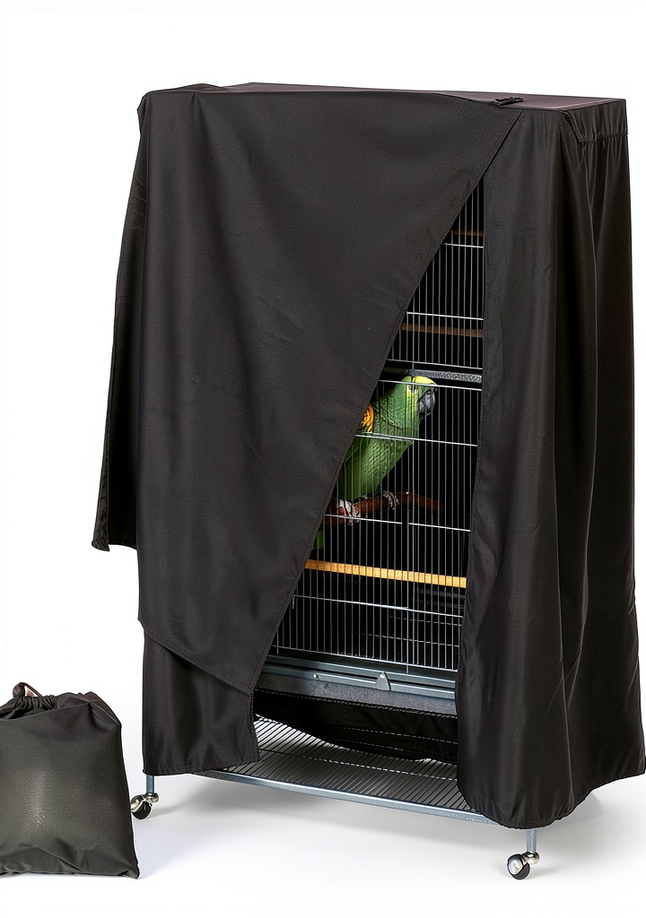 Fhiny birdcage cover installed on a medium-sized cage