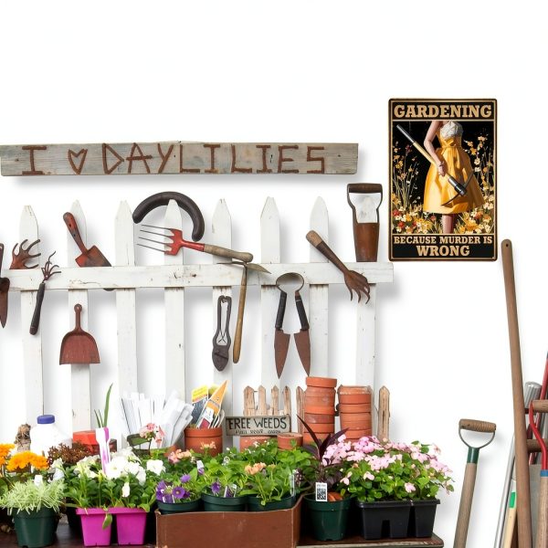 Ckdiluy Metal Garden Sign Vintage Style Gardening Decor-4