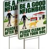 Larreede Dog Waste Sign Durable Plastic Yard Warning-0