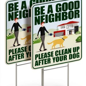Larreede Dog Waste Sign Durable Plastic Yard Warning-0