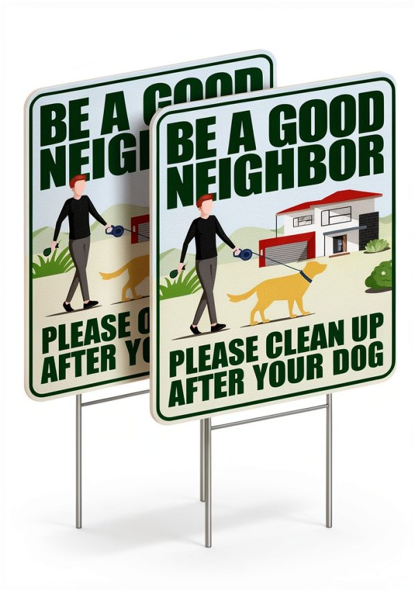 Larreede Dog Waste Sign Durable Plastic Yard Warning-0