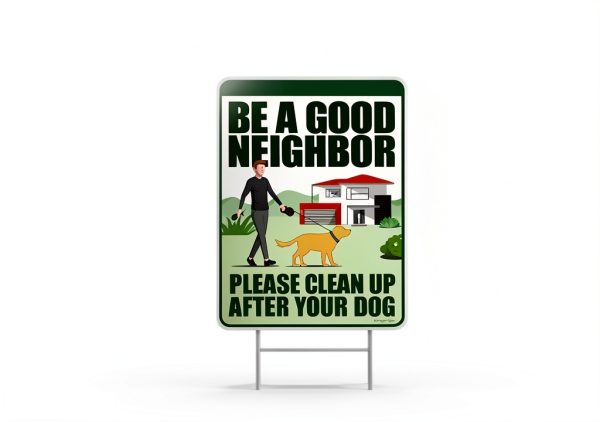 Larreede Dog Waste Sign Durable Plastic Yard Warning-6