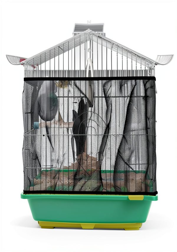 Bird Cage Seed Catcher Black Nylon Dustproof Josojoou-2