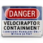 WXSW Dinosaur Warning Sign Aluminum Yard Decor Durable-0