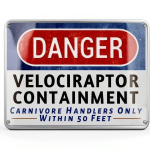 WXSW Dinosaur Warning Sign Aluminum Yard Decor Durable-0