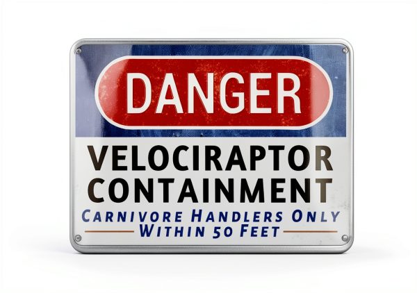 WXSW Dinosaur Warning Sign Aluminum Yard Decor Durable-0