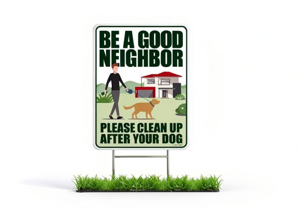 Larreede Dog Waste Sign Durable Plastic Yard Warning-2